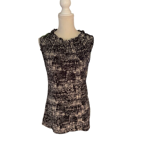 Banana Republic Sleeveless Ruffle Neck Blouse Women's Size SMALL Black & Cream - Picture 1 of 12